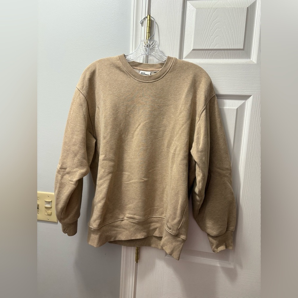 TNA Sweatfleece Cozy Boyfriend Fit Crewneck Sweatshirt Tan Size XS